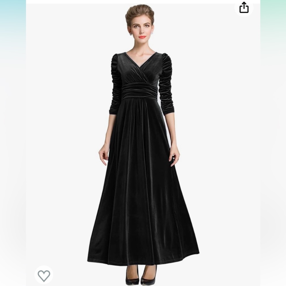 MedeShe Velvet v-neck 3/4 sleeve party dress